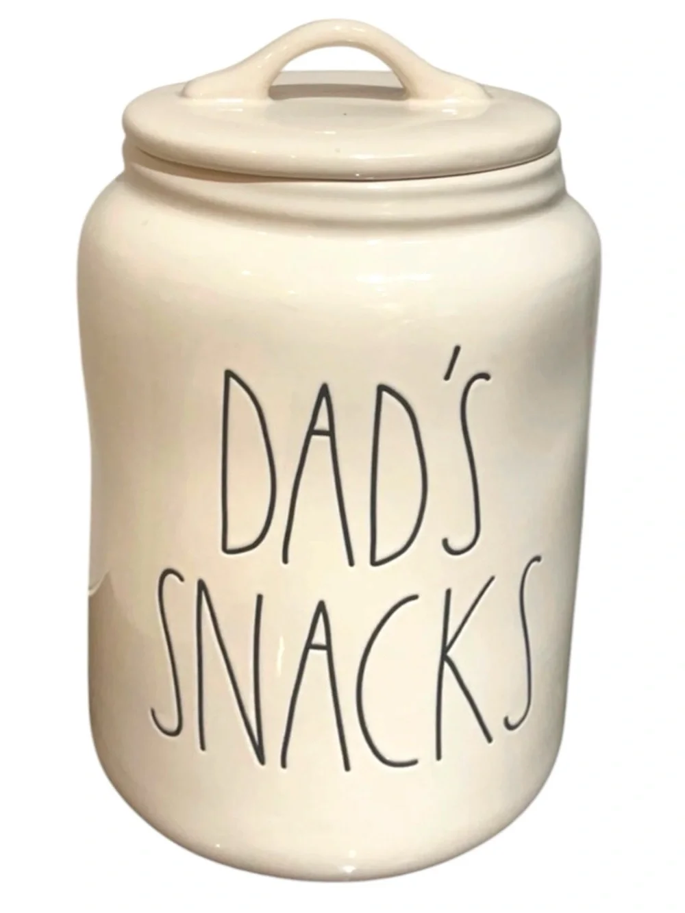 BRAND NEW Rae Dunn DAD’S SNACKS Ceramic Canister storage kitchen organizer 9